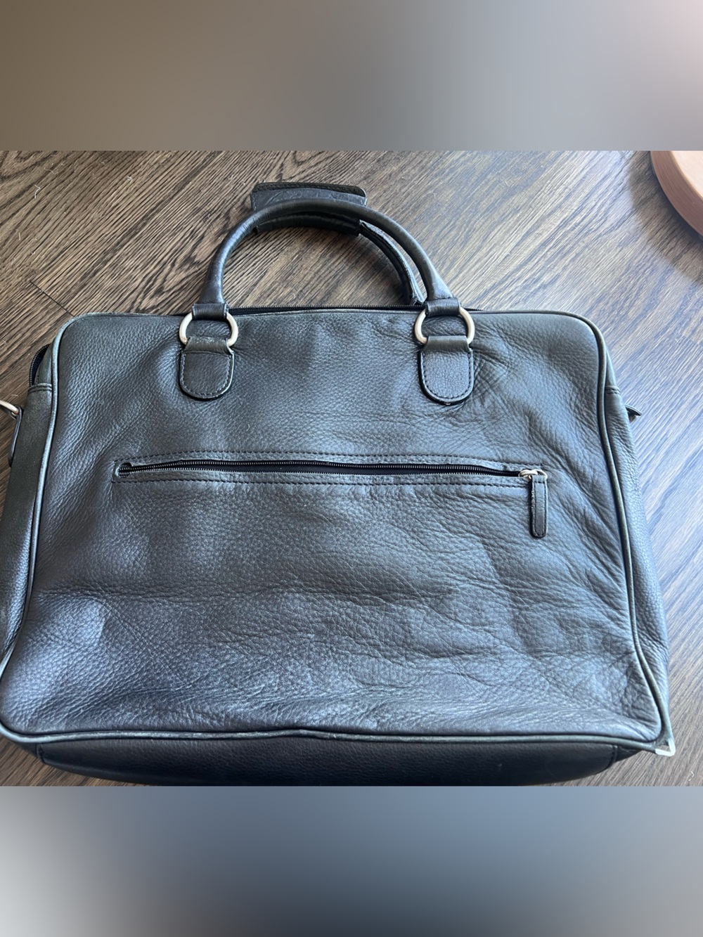 Oxford Genuine Leather Black Laptop Work Tote Briefcase Bag